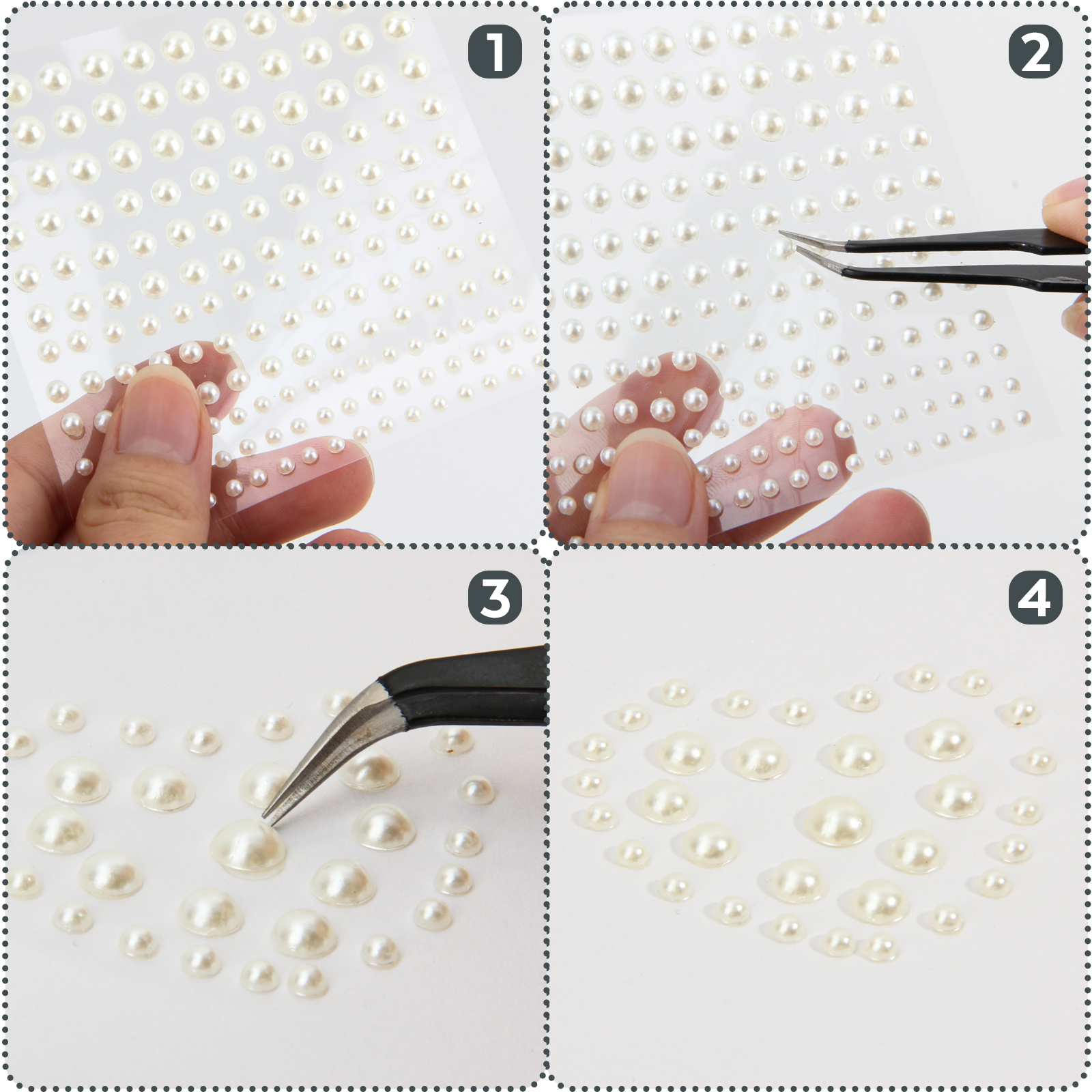 2475 PCS Pearl Stickers Self Adhesive, Nicpro 4 Size Stick On Makeup Pearl Gem White Jewel Decor for Face, Body, Nail, Hair, Phone Art Craft Scrapbooking Embellishments Assorted Size 3mm/4mm/5mm/6mm