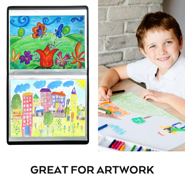 Nicpro 11x14" Art Portfolio Folder, 30 Pockets Display 60 Pages Art Painting Portfolio Binder with Clear Plastic Sleeves, Presentation Storage Book for Kids & Artists Artwork Drawing - (Black)