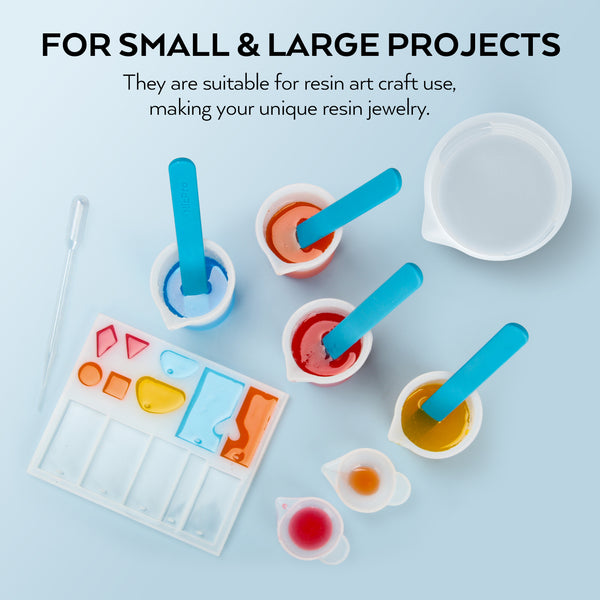 Large Resin Silicone Measuring Cups Tool Set, Nicpro Heart Shape 500ml &100ml Measure Cups, Silicone Stir Sticks, Pipettes, Gloves for Epoxy Resin Mixing, Molds, Jewelry Making, Waxing, Easy Clean