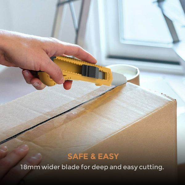 Nicpro 15 PCS Utility Knife Box Cutters Retractable Razor Knife with 30 PCS Extra Snap Off Blades 18mm for Heavy Duty Office, Home, Arts Crafts, Hobby