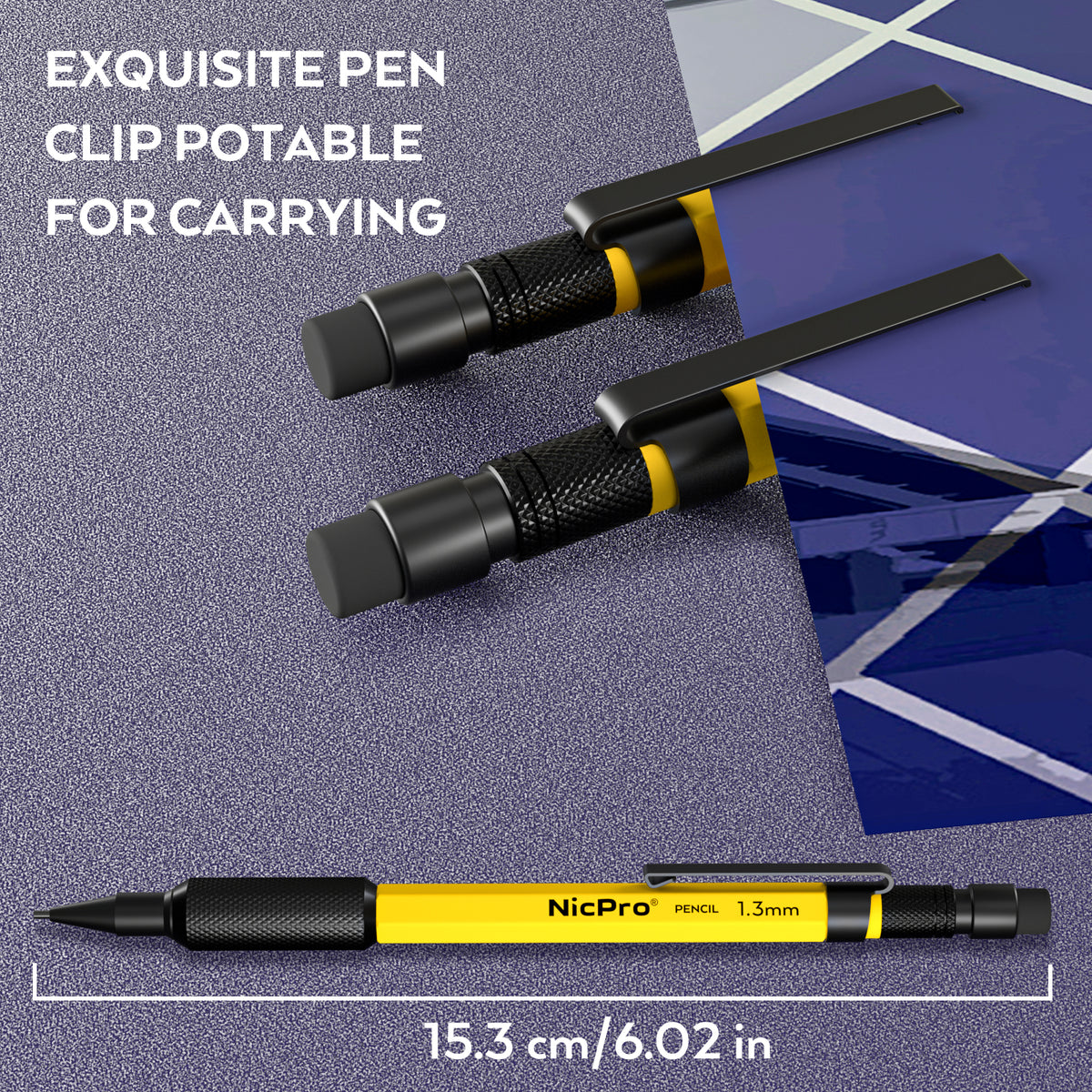 Nicpro 3 PCS 1.3 mm Mechanical Pencils Set with 36 Lead Refill, 3 Eras