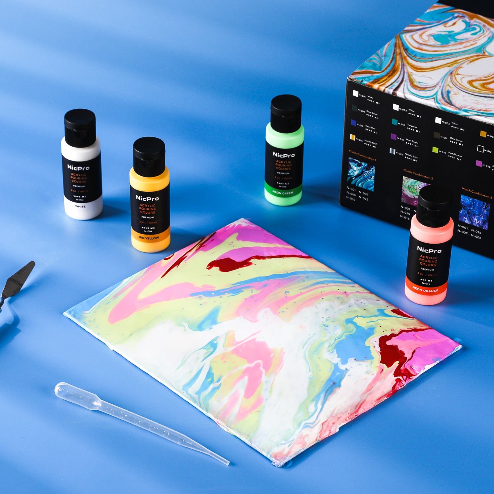 4/8 Colors Acrylic Pouring Paint Supplies Kit, Large Volume