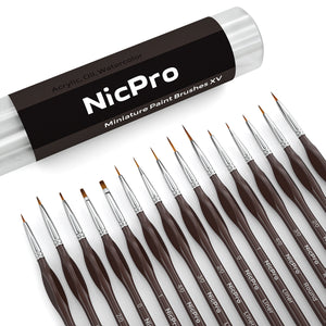 Nicpro Micro Detail Paint Brush Set,15 Tiny Professional Miniature Fine Detail Brushes Detailing Paint Kit for Spray Watercolor Oil Acrylic Craft Models Painting
