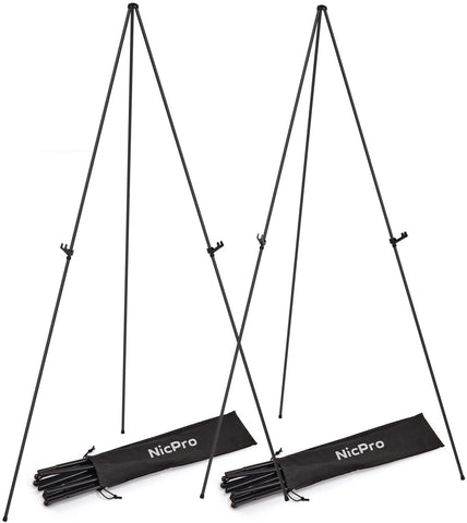 Nicprp 2 Pack Folding Easels for Display, 63 Inch,  Portable for Artist Poster Wedding with Carry Bag