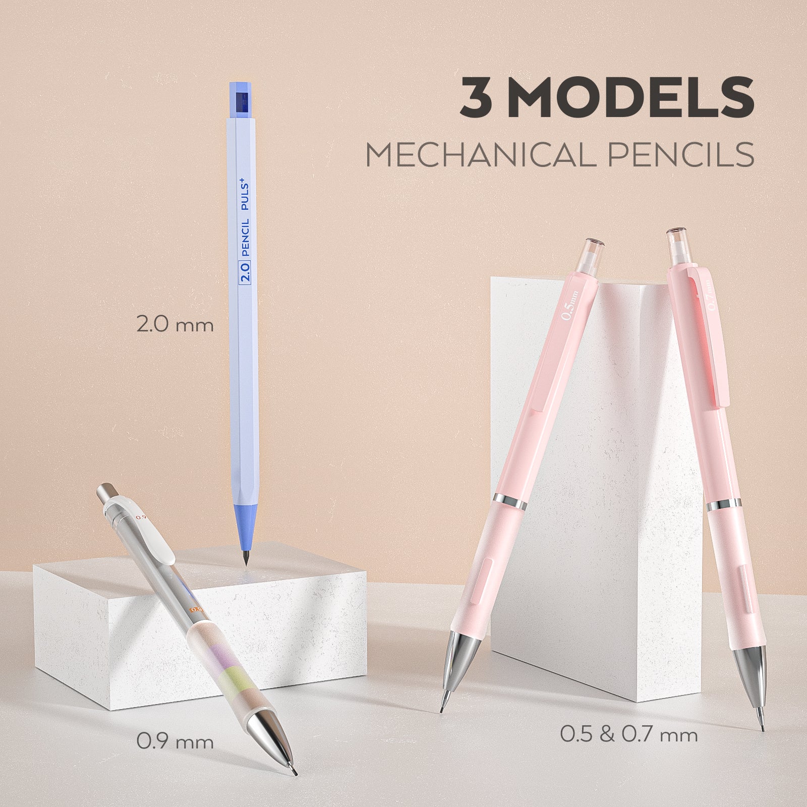 Nicpro 10 PCS 0.5 mm Mechanical Pencils Set with Case, Pastel Aestheti