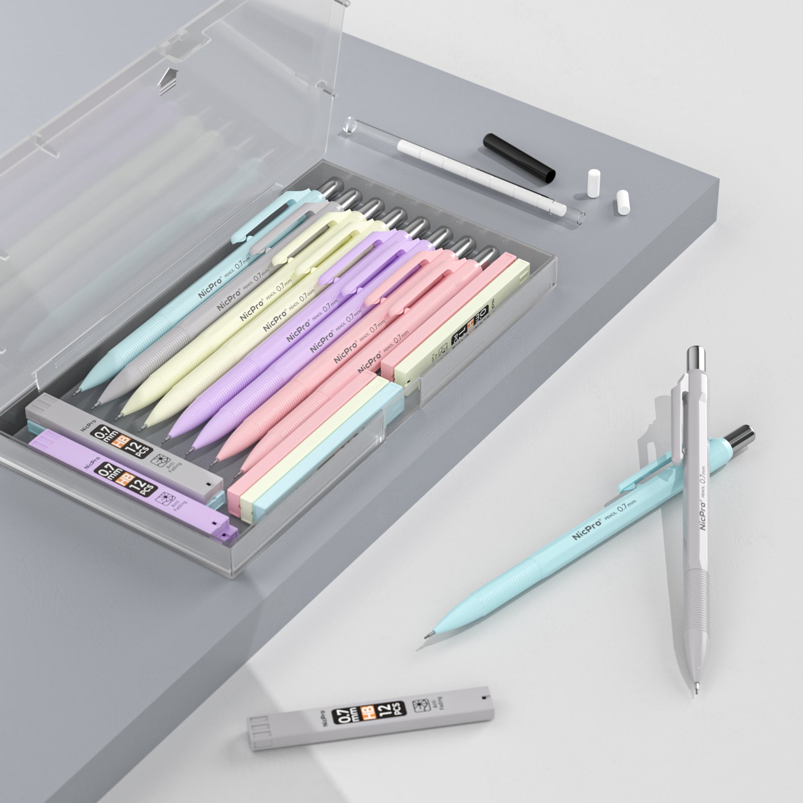 Nicpro 13 PCS Pastel Art Mechanical Pencil Bulk Set,10 PCS Drawing Pen