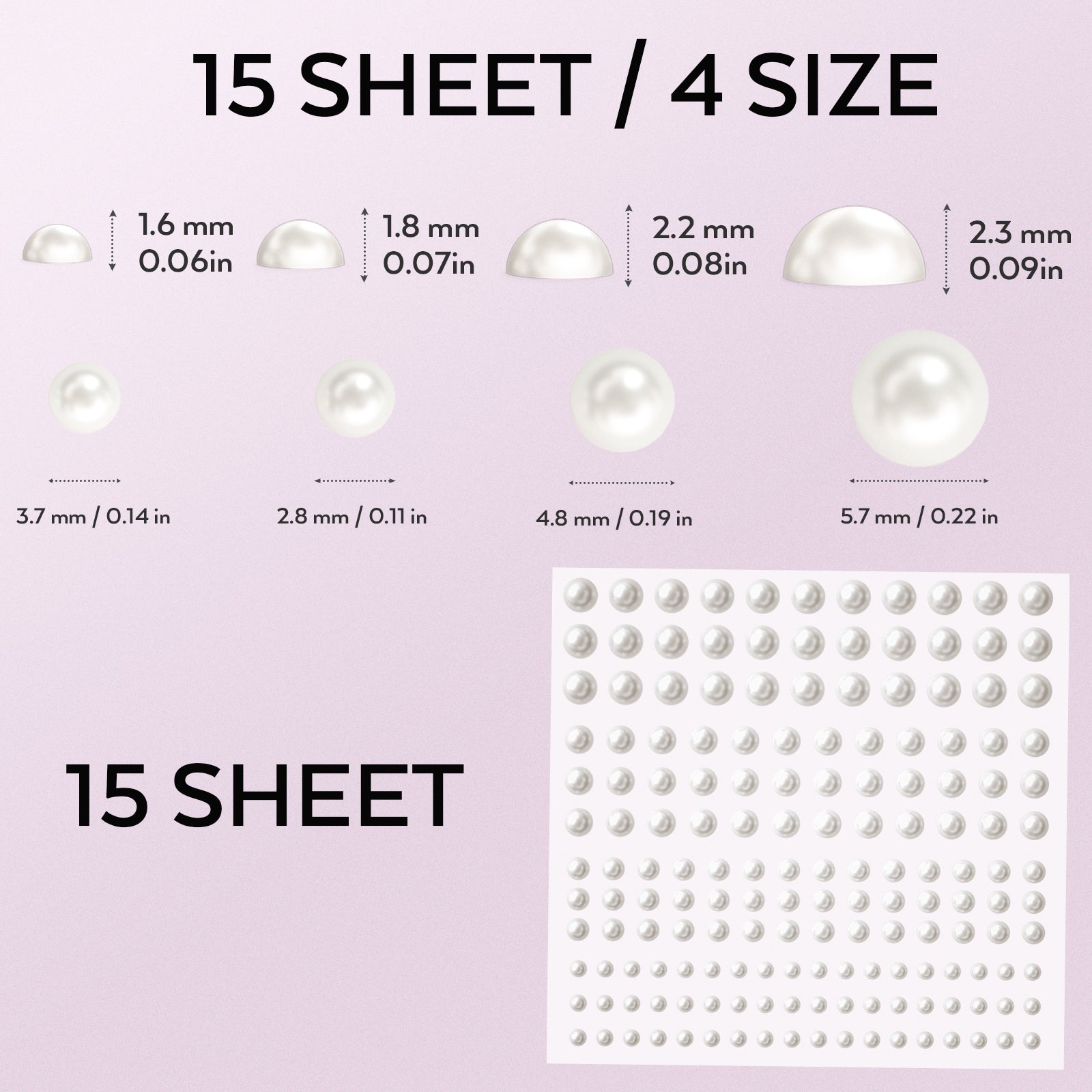 2475 PCS Pearl Stickers Self Adhesive, Nicpro 4 Size Stick On Makeup P