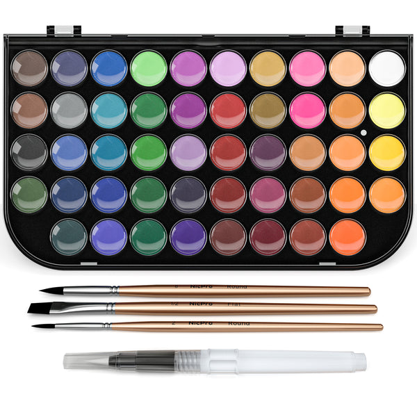 Nicpro Watercolor Paint Kit Professional Painting Supplies Set 24 Tube Water  Color Paints 8 Synthetic Squirrel Brushes 25 Art Pad Papers Palette Color  Wheel for Artists Students Kids Adults