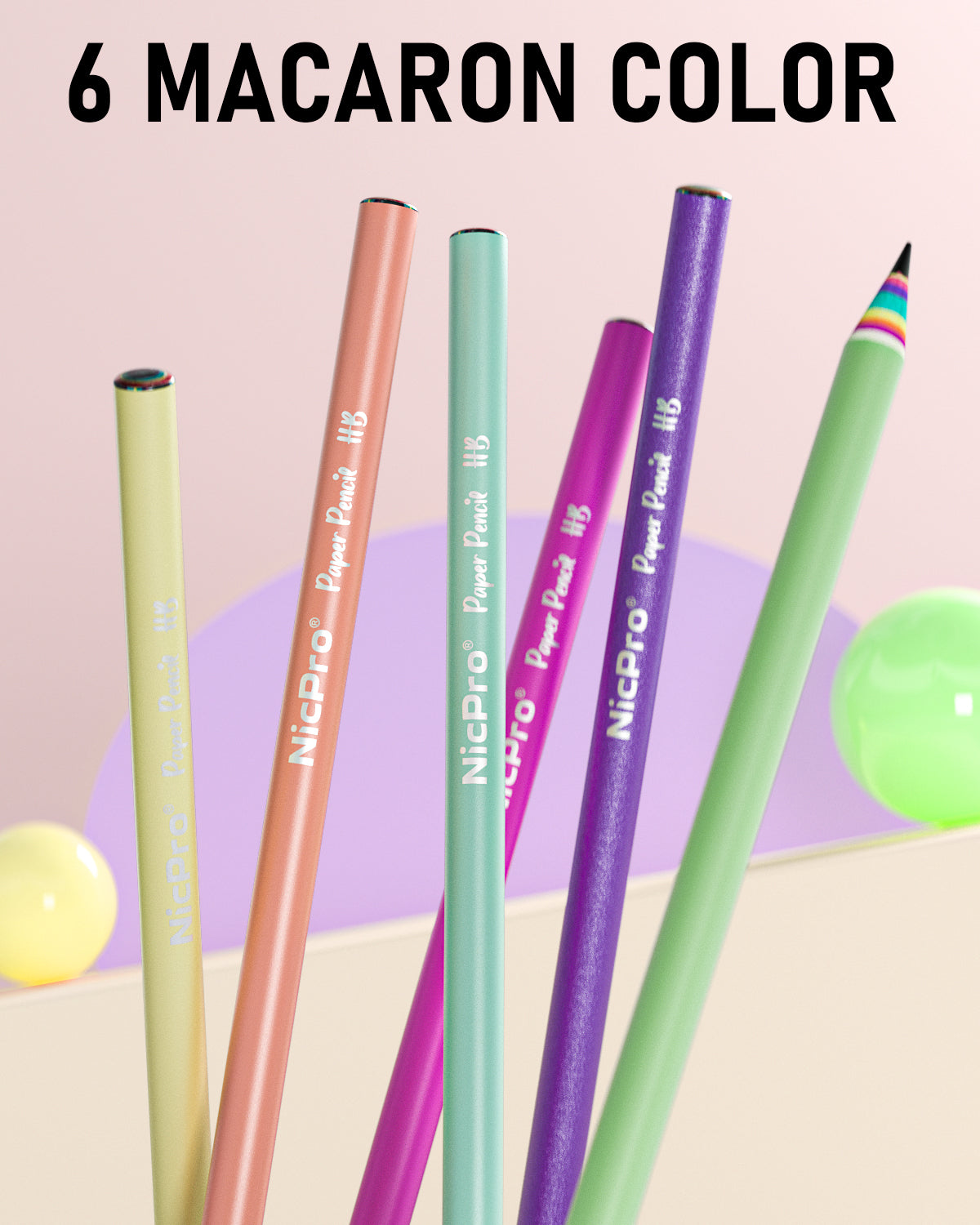 NOGIS 12 Pack Cool Pencils for Kids,Rainbow Pencils #2 HB Pencils for  School,Office Eco-Friendly Wood & Plastic,Pre-Sharpened Pencils for Kids