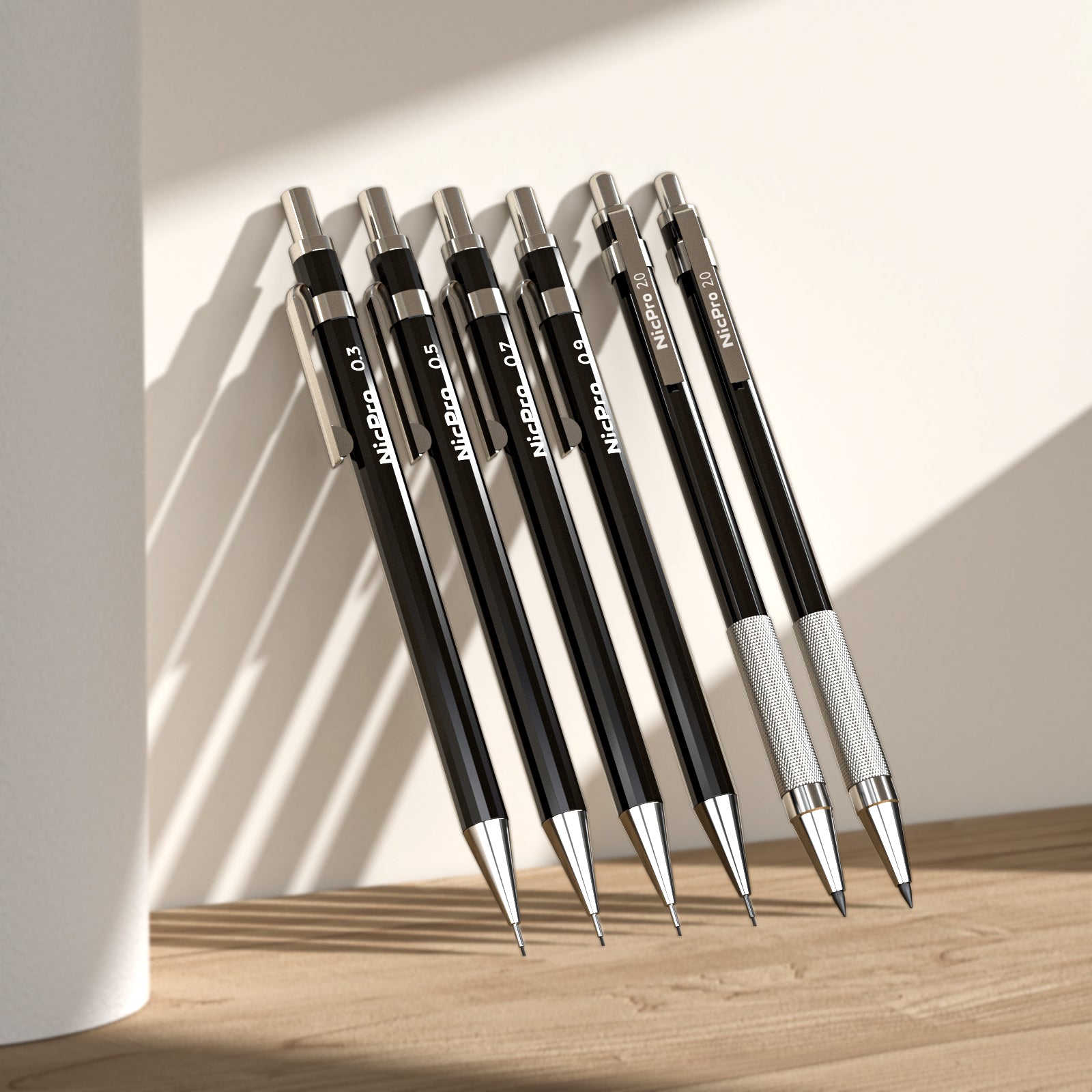 Nicpro PCS Art Mechanical Pencils Set, Black Metal Drafting Pencil