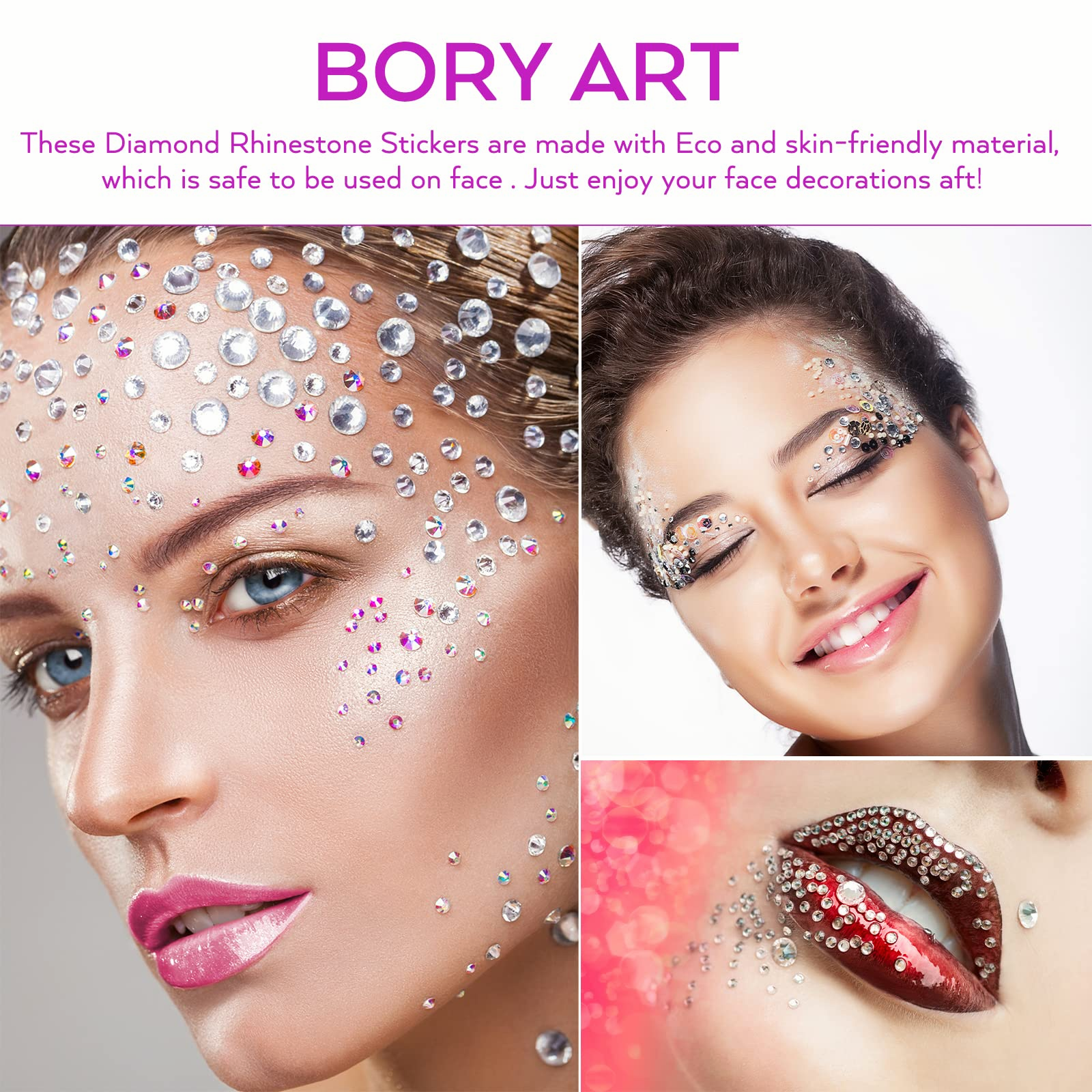 Gems on Face Glitter Jewels Stickers Crystals Stick 3D Festival Body  Rhinestones